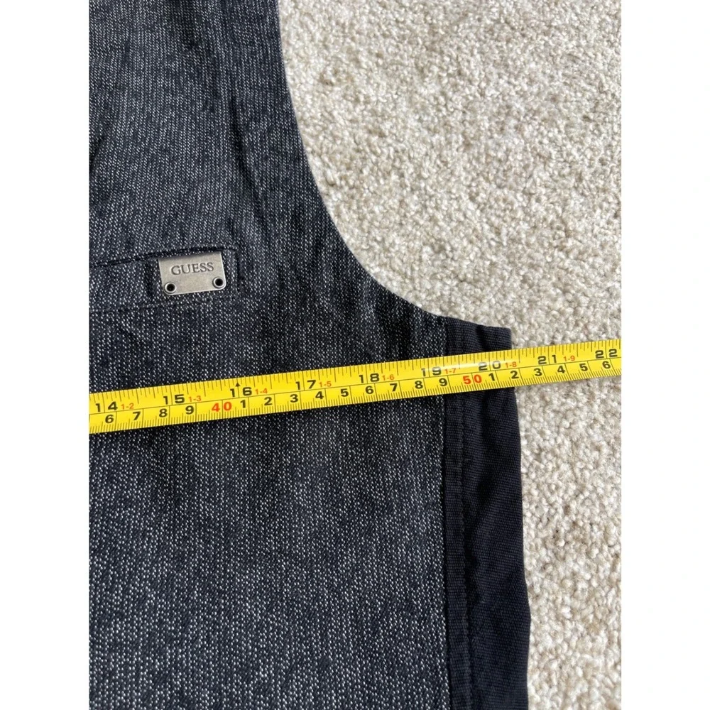 Guess Mens Vest Grey Black Textured Button Front Cinch Back L Preppy Casual
